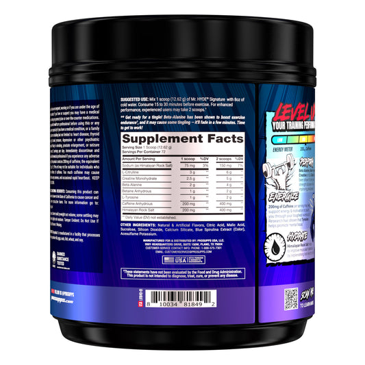 Mr. Hyde Signature Pre-Workout Blue Razz with Creatine, 72 Servings