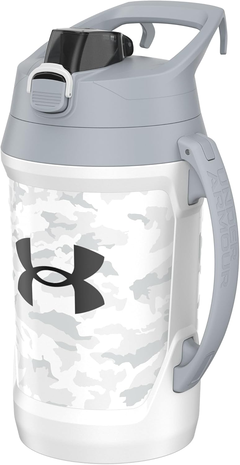 Sports Water Jug, 64Oz Insulated Water Bottle W/Handle, Half Gallon, Fence Hook, Leak Resistant, Baseball, Football & More