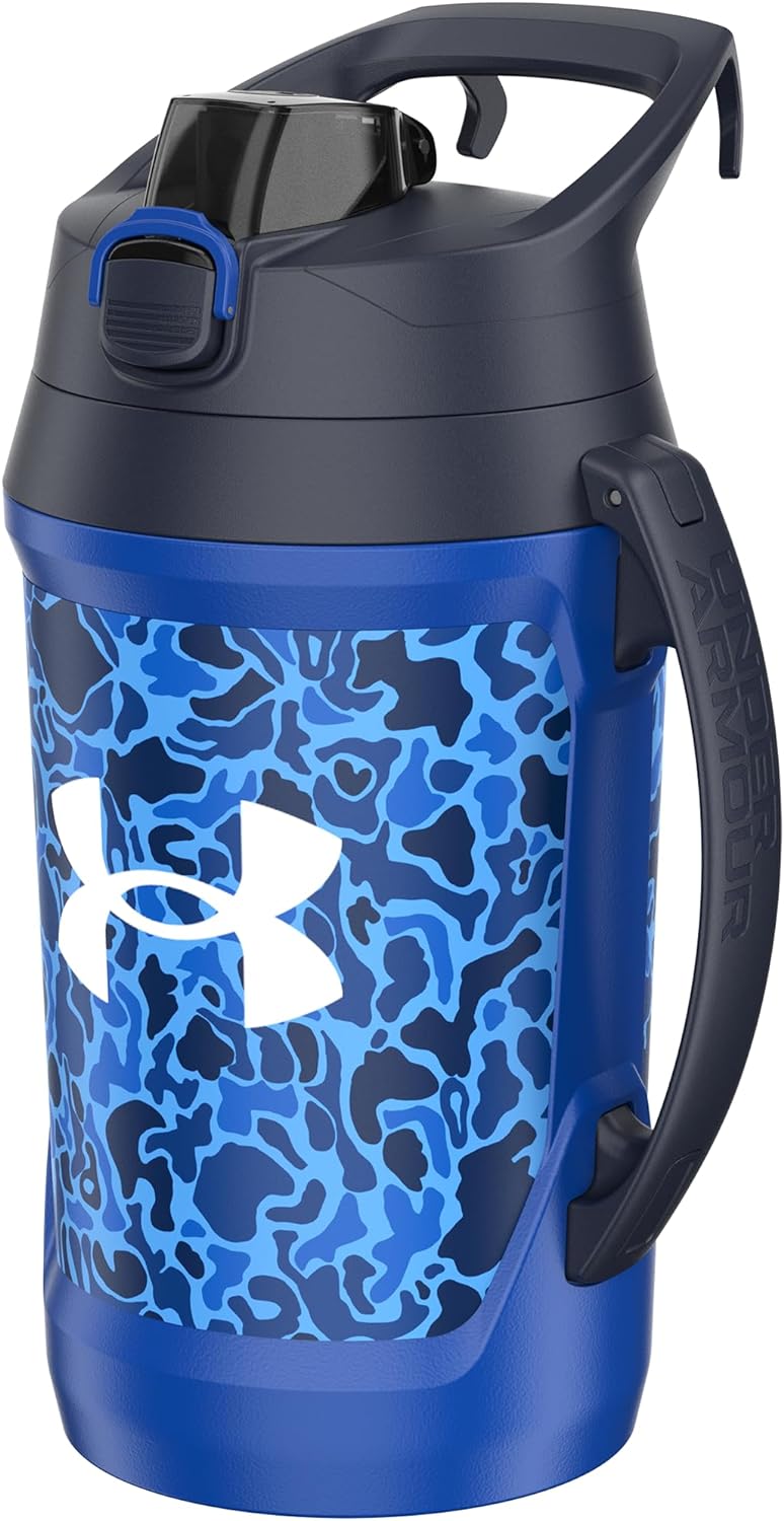 Sports Water Jug, 64Oz Insulated Water Bottle W/Handle, Half Gallon, Fence Hook, Leak Resistant, Baseball, Football & More