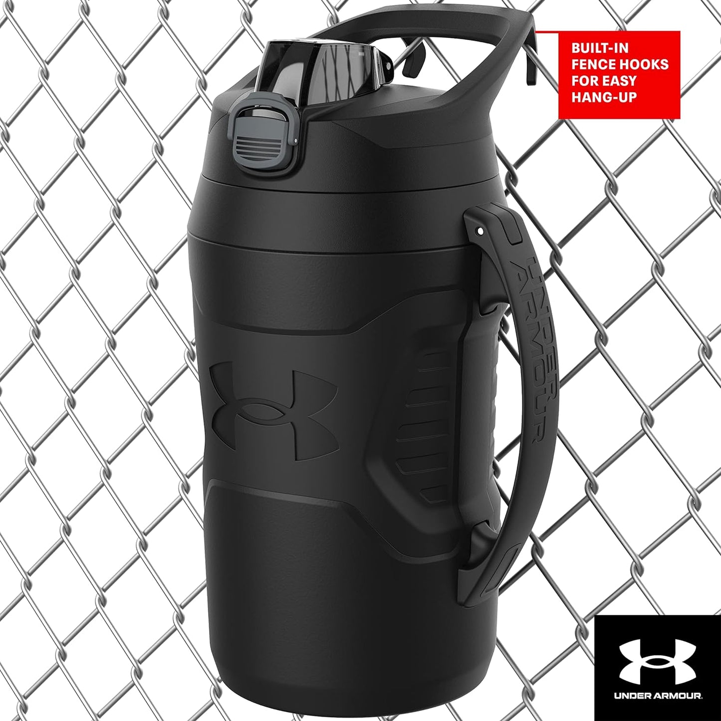 Sports Water Jug, 64Oz Insulated Water Bottle W/Handle, Half Gallon, Fence Hook, Leak Resistant, Baseball, Football & More