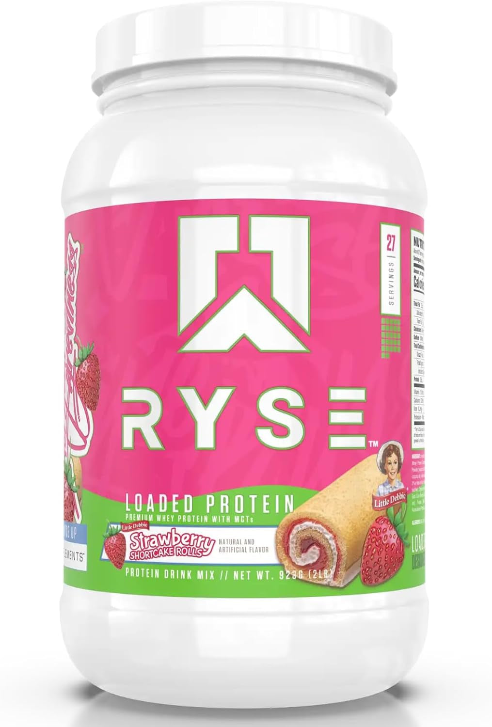 Ryse Loaded Protein Powder | 25G Whey Protein Isolate & Concentrate | with Prebiotic Fiber & Mcts | Low Carbs & Low Sugar | 27 Servings (Strawberry Shortcake Rolls)